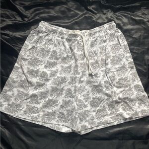 Catalina Gray & White Floral Drawstring Lounge Shorts